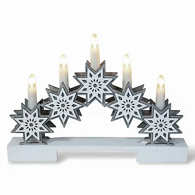 Christmas Candle Arch Decoration Festive Wood LED Light Up With Stars Battery • £12.99