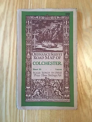 1929 Ordnance Survey Half Inch Cloth Map 30 Colchester Inc Chelmsford & Southend • £14.95