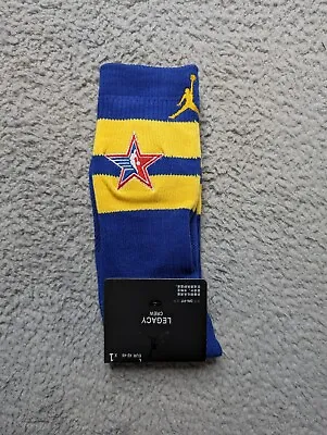 Jordan Dri-Fit Athletic Crew Socks Mens 9-11 Blue Yellow NBA All Star Basketball • $14.91