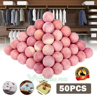 50PC Aromatic Cedar Storage Balls Repels Insects Mildew Safe For Hangers Closet • $14.11