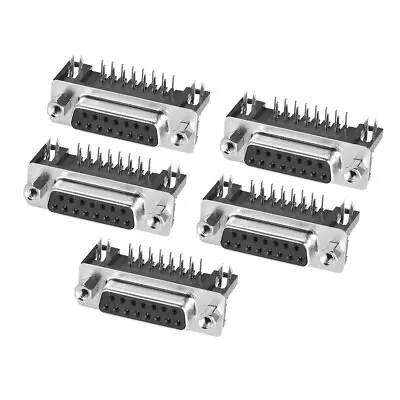 D-sub Connector Female Socket 15-pin 2-row Right Angle Solder Type Black 5pcs • £6.87