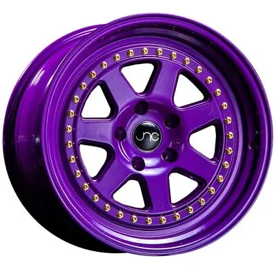 (4)SET NEW JNC WHEELS JNC048 16x8 4x100 +25 CANDY PURPLE GOLD RIVETS • $800