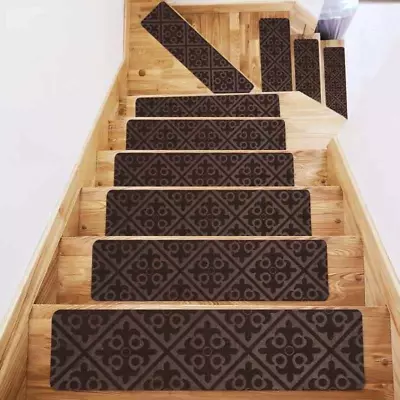 15Pcs Stair Treads For Wooden Steps Non-Slip Carpet Mat Peel & Stick Indoor R • £46.70