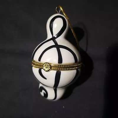 Decorative Porcelain Hinged Clef Music Note Trinket Box Christmas Ornament • $17.60