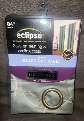 ECLIPSE Signature Blackout Thermal Grommet 84”L Curtain Panel Zodiac River Blue • $24.99