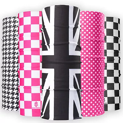 Pink Check Neck Tube Biker MOD Bandana Snood Scarf Polka Dot Cycling Motorbiker • £3.99