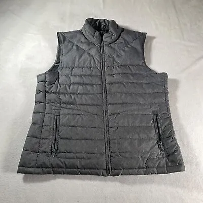 Nautic Vest Puffer Mens Large Black Down Feathers Full Up Sleeveless Winter Top • $17.99