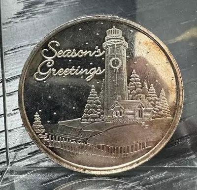 Seasons Greetings 2005 Christmas Lighthouse- 1 Oz .999 Fine Silver Coin • $49.95