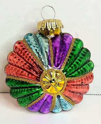 Vintage German Colorful Blown Glass Pillow Ornament  • $22.99