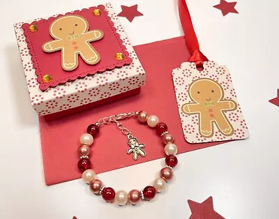 Gingerbread Man Bracelet Gift Box Stocking Filler Secret Santa Christmas Eve • £4.50