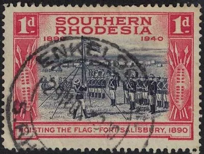 Rhodesia Stamps - 1948 -ENKELDOORN Double Circle Cancel - 1d Lifting The Flag • $12.69