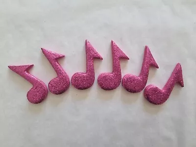 12 Glittery Pink Music Notes- Edible Sugar Cake Decorations / Toppers • £4.95