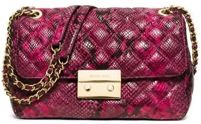 🌞michael Kors Sloan Fuchsia Pink Snake Leather Lg Crossbody Shoulder Bag🌺nwt! • $219.99