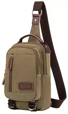 EuroSport Khaki Messenger Sling Canvas Shoulder Bag Rucksack Travel Sport B418 • $38.99