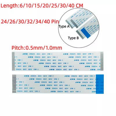 10Pcs FPC Ribbon Flexible Flat FFC Cable 30/32/33/34/35/36/38/40/42/43 Pin • $6.99