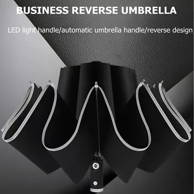 $18.99 • Buy Automatic Umbrella Auto Open Close Compact Folding Anti UV Rain Windproof+Light