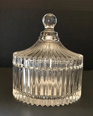 MIKASA DIAMOND FIRE Covered Canister 4.5  Crystal Glass Dish Bowl NO BOX • $19.95