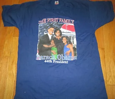 President Obama First Family T-Shirt Printed Vintage XL Royal Blue T-Shirt Value • $7.99