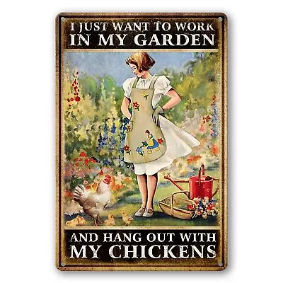 Chicken Signs For Coop Funny Garden Metal Tin Sign Vintage Chicken Sign Decor • $12.17