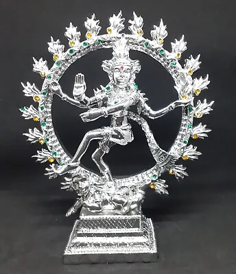 Shiva Hindu Deity Cosmic Dancer 19 Cm High Resin Silver Colour Nataraja • £21.90