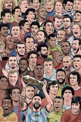 Soccer - Football Legends POSTER 61x91cm NEW Messi Maradona Pele Zidane Ronaldo • $8.41