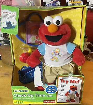 2004 Fisher Price Sesame Street It's Check Up Time Talking Elmo Plush In Box • $17.99