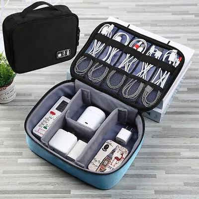Travel Cable Bag USB Gadget Organizer Charger Wires Cosmetic Storage Pouch Case • £5.20