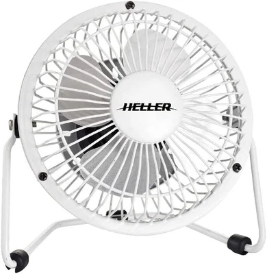 $25.06 • Buy Heller 10Cm High Velocity 1 Speed Mini Metal Office Desk/Table Fan W/Usb White