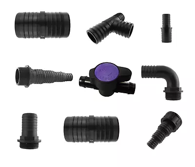 Flexible Pond Hose Pipe Fitting T/Bend/Straight/Tap/Valve/Tee/Elbow/Flow Control • £7.99