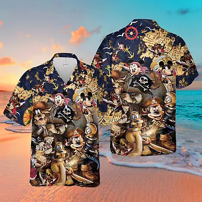 Pirates Of Caribbean Mickey Mouse And Friends Hawaiian Shirt • $31.50