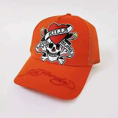 ED HARDY Trucker Cap - Love Kills Slowly - Red Orange - Brand New With Tags • £17.99