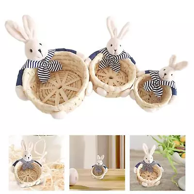 Miniature Easter Rabbit Basket Candy Gift Basket For Holiday Living Room • £6.18