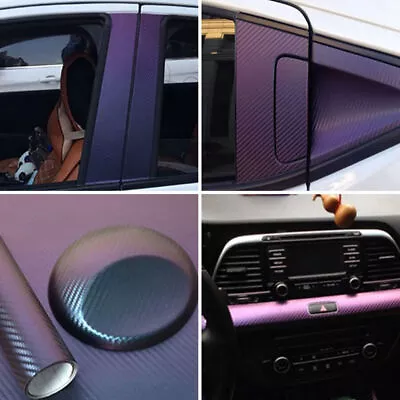 30*100CM 3D Car Accessories Panel Chameleon Carbon Fiber Vinyl Wrap DIY Sticker • $12.50