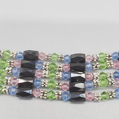 Magnetic Hematite Wrap Bracelet Convertible Pink Green Blue Beaded 36  • $19.99