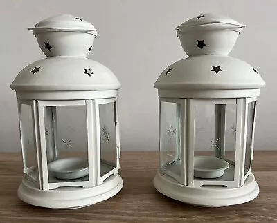 Pair Of IKEA Cream Star Metal Lanterns (New) • £12