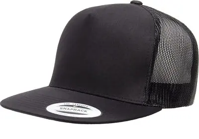 YP Classics Yupoong Flat Bill Trucker Cap Structured Meshback Snapback Hat 6006 • $9.63