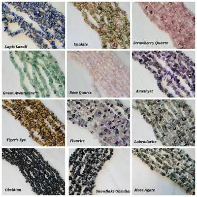 Natural Gemstone Chip Beads Assorted Stone 32  Strand Crystal Chip Necklace Jewe • $3.99