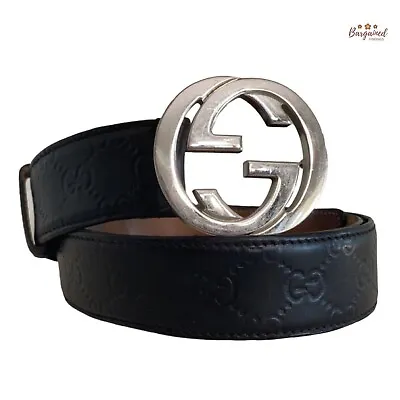 Authentic Gucci Brown Guccissima Leather Silver Interlocking G Buckle Belt105/42 • $335