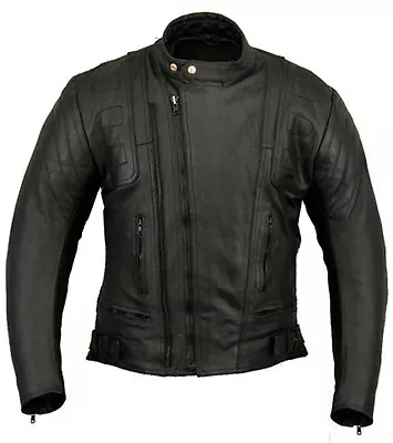 Stealth Motorbike Leather Jacket Motorcycle Protection Double Zip CE Armours • $62.22