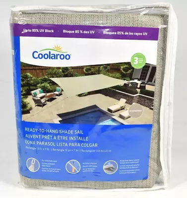 Coolaroo Ready-To-Hang Rectangle Shade Sail 7x13 Riverstone Gray Beige NEW • $29.99