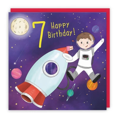 7th Birthday Card Boys Space Rocket Adventurers - Age Seven 7 Years Old • £4.50