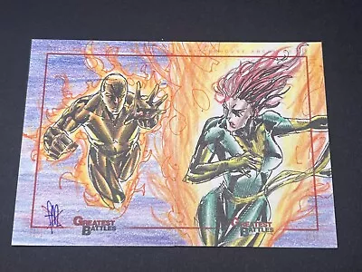 Marvel Greatest Battles Sketch Cards By Felix Morales Human Torch And Phoenix • $99.95
