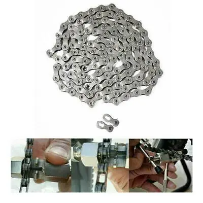 9 Speed 116 Links Mountain Bike Bicycle Chain + Join For Deore LX 105 Derailleur • $17.95