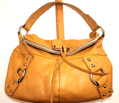 Marzia Genuine Leather Tan Mustard Shoulder Handbag Purse Made In Italy • $33.96