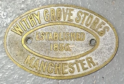 £19.99 • Buy Withy Grove Stores Manchester  Small Brass Oval Safe Plaque