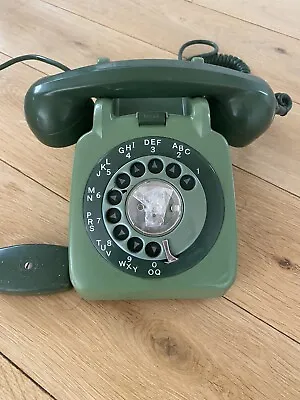 Vintage GPO 706  PLA67/2A Rotary Dial Telephone - Two Tone Green Retro Prop • £23.48