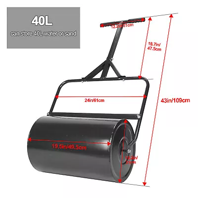 Garden Lawn Roller For Grass Galvanised Steel Water With Padded Handle 40L 48L • £46.35