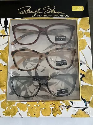 Marilyn Monroe 3 Pk  BURGUNDY ANIMAL BLUISH GRAY  Readers Glasses +1.50 • $24.50
