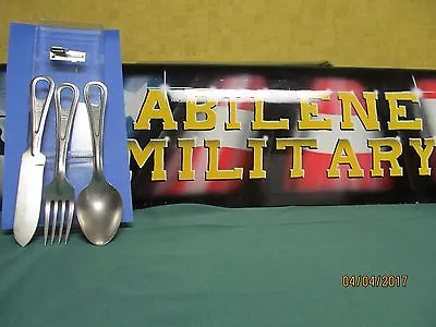 Military Mess Kit Utensil Set Knife Spoon Fork P38 C Ration Scout Camping Issue • $15.85