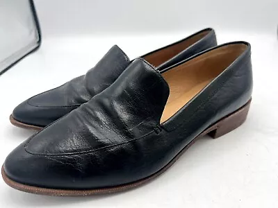 Madewell The Frances Leather Almond-Toe Slip On Loafer Black Women's Size 9 • $29.99